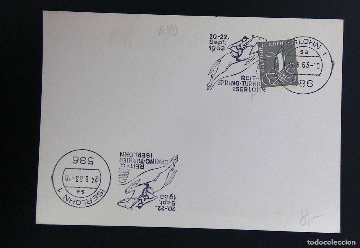 Stamps: CMI) 1963. GERMANY. DEFINITIVE SERIES POSTAL ISSUE FEATURING A BLUE STAMP. SHOW JUMPING TOURNAMENT.
