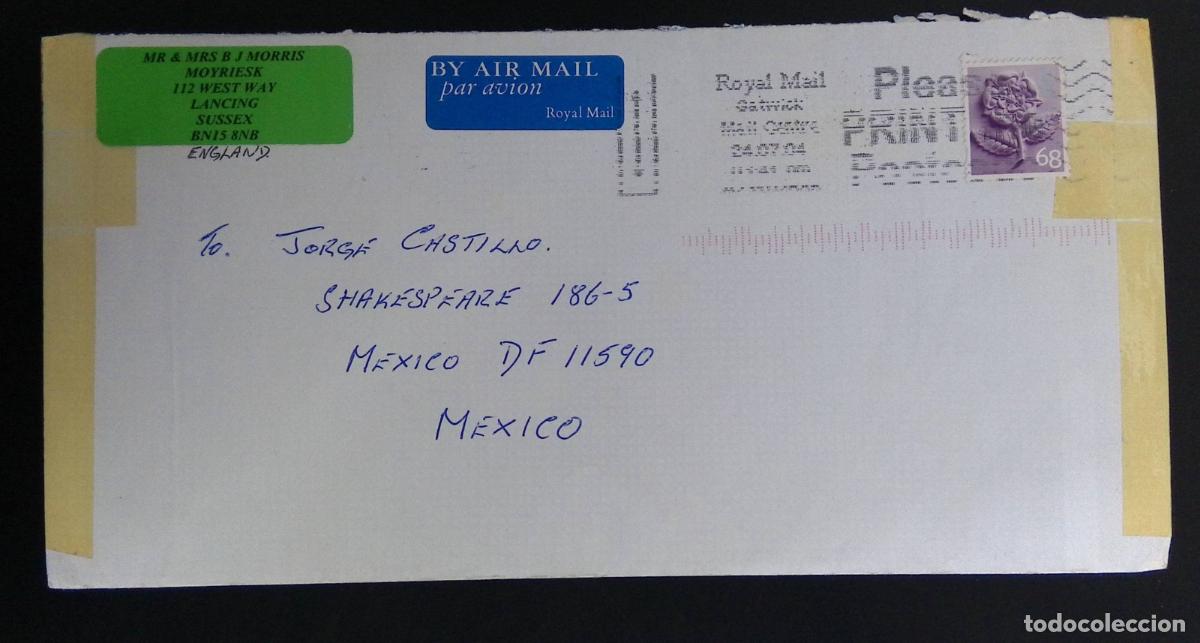Stamps: CA) 2004. UNITED KINGDOM. COMMEMORATIVE STAMP FEATURING A VIOLET ROSE FLORAL DESIGN. COVER SENT TO