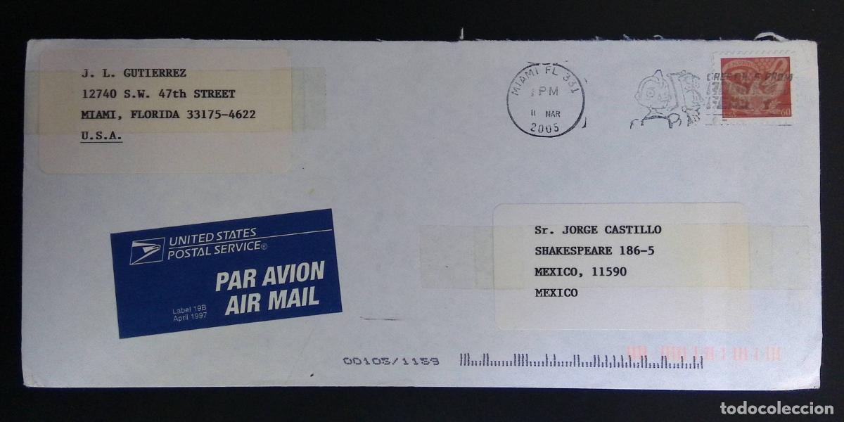 Sellos: CMI) 2005. UNITED STATES. ALLEGORICAL STAMP FEATURING A DOVE. COVER SENT TO MEXICO. XF