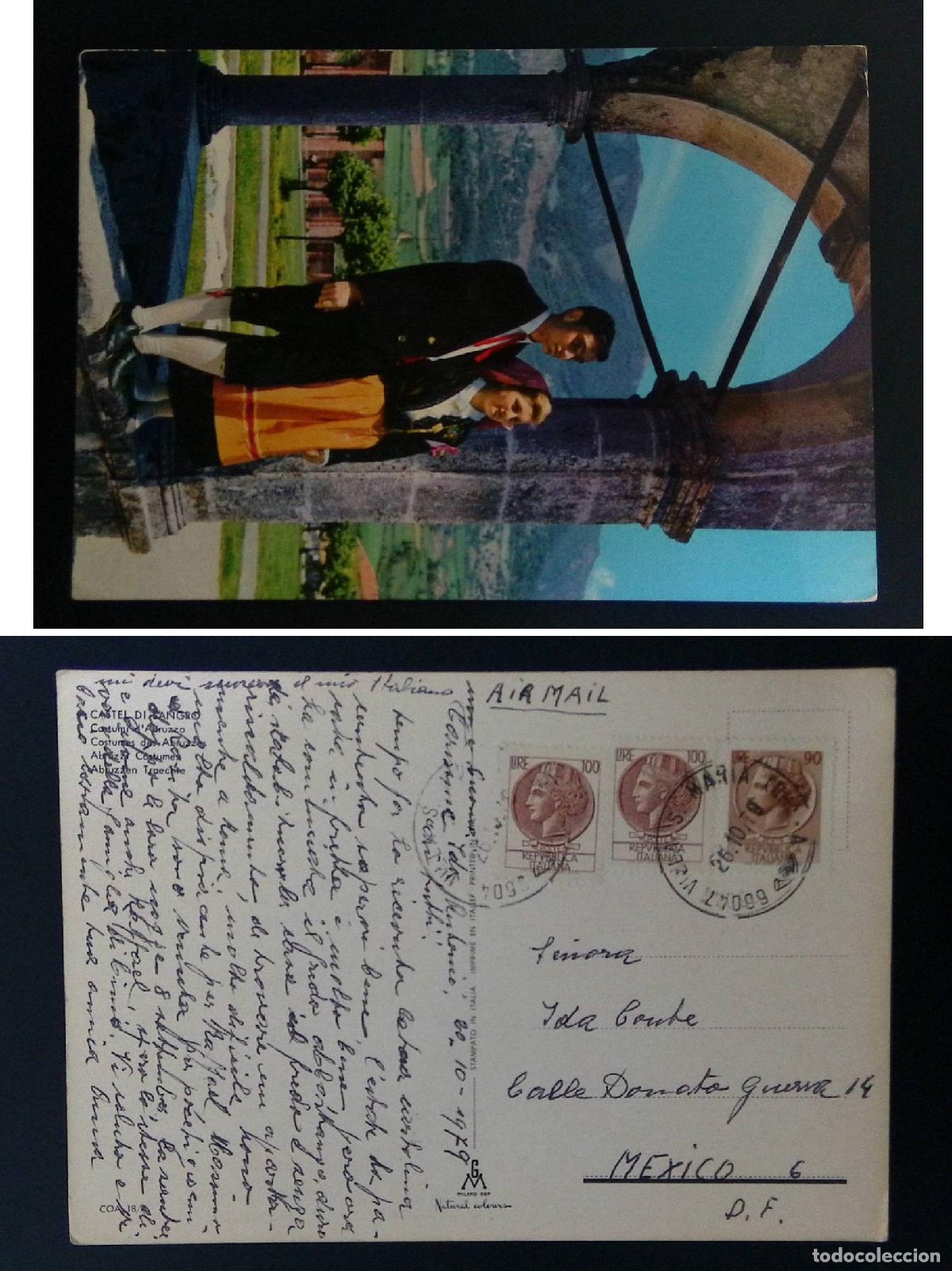 Sellos: CMI) 1979. ITALY. POSTCARD SHOWING TWO PEOPLE IN THE TRADITIONAL ATTIRE OF CASTEL DI SANGRO. STAMPS