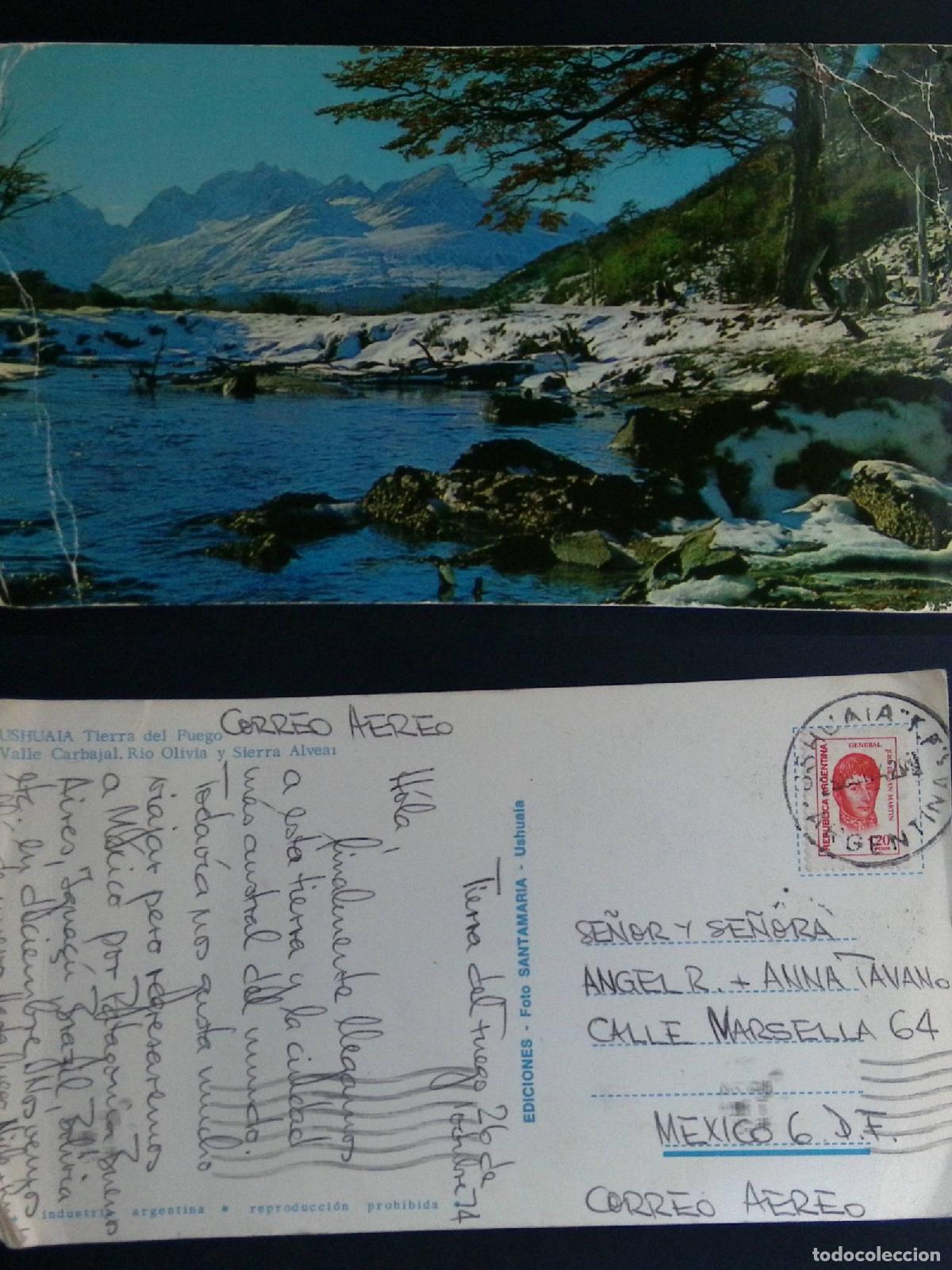 Sellos: CMI) 1974. ARGENTINA. POSTCARD SHOWING THE MOUNTAINOUS LANDSCAPE OF THE OLIVIA RIVER AND SIERRA ALVE