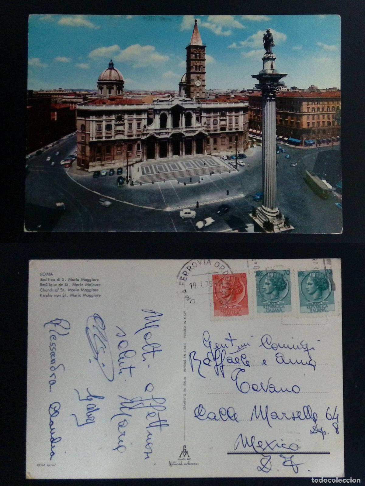 Sellos: CMI) 1975. ITALY. ANCIENT COINS. PHOTOGRAPH OF THE BASILICA OF SANTA MARIA MAGGIORE. POSTCARD SENT T