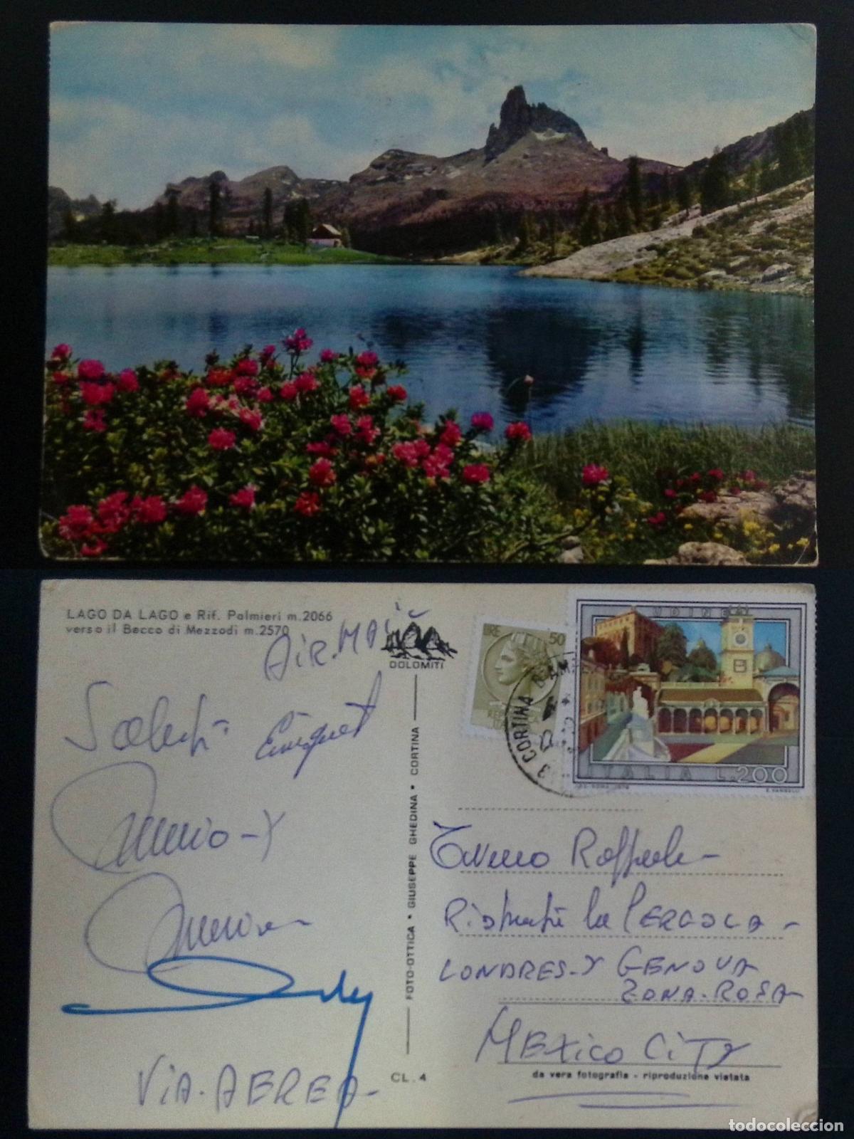 Sellos: CMI) 1974. ITALY. ANCIENT COIN. ARCHITECTURE. LAKE PALMIERI. POSTCARD SENT TO MEXICO. FYV. XF.