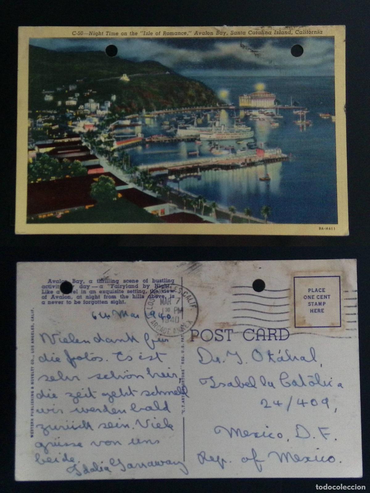 Sellos: CMI) 1940. USA. ROSEMARY ISLAND, AVALON BAY. TOURIST POSTCARD SENT TO MEXICO. FYV. XF