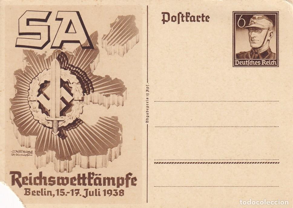 Sellos: Entero Postal Berl&iacute;n 1938 - Reichswettk&auml;mpfe SA - Competiciones Estatales Deportivas y Militares SA