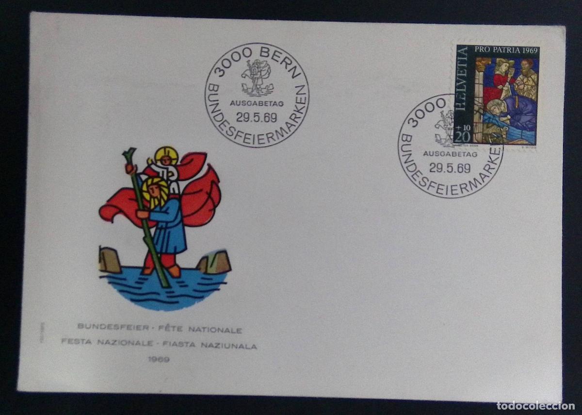 Timbres: CMI) 1969. SWITZERLAND. RELIGIOUS SCENE WITH MEDIEVAL ICONOGRAPHY OF ST. CHRISTOPHER. FDC. BUNDESFEI