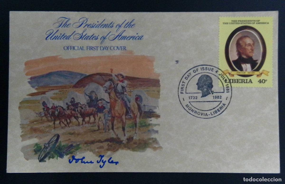 Sellos: CMI) 1981. LIBERIA. PORTRAIT IN AN OVAL OF PRESIDENT JOHN TYLER. FDC. THE PRESIDENTS OF THE UNITED S