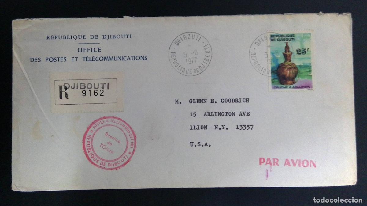 Sellos: CMI) 1977. REPUBLIC OF DJIBOUTI. TRADITIONAL VESSEL OR JUG. AIRMAIL COVER SENT TO THE USA. XF