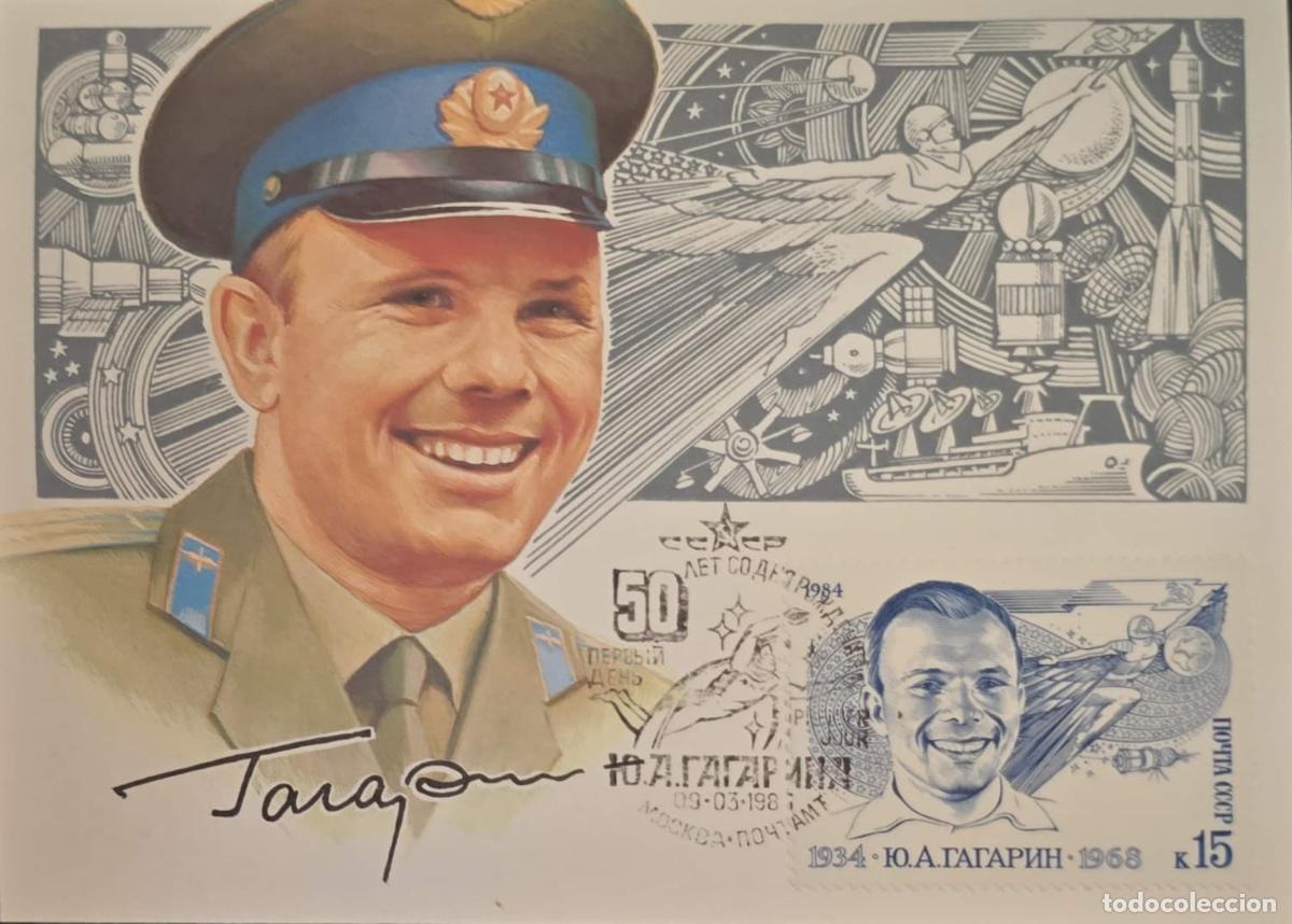 Selos: CMI) 1984. SOVIET UNION. PROFILE PORTRAIT OF YURI GAGARIN AND ALLEGORICAL SPACE COMPOSITION. FDC. 50