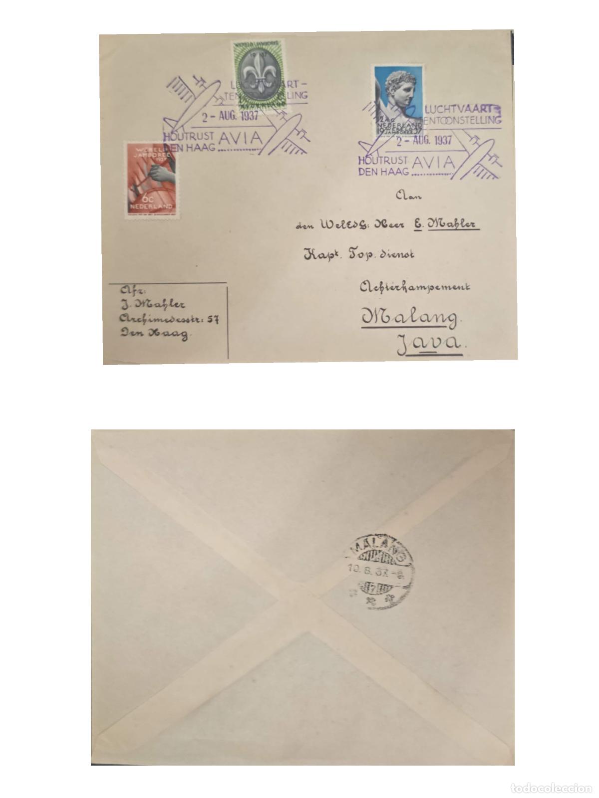 Selos: CMI) 1937. NETHERLANDS. CLASSIC SCULPTURE BUST AND FLEUR-DE-LIS EMBLEM. COVER SENT TO JAVA. FYV. XF