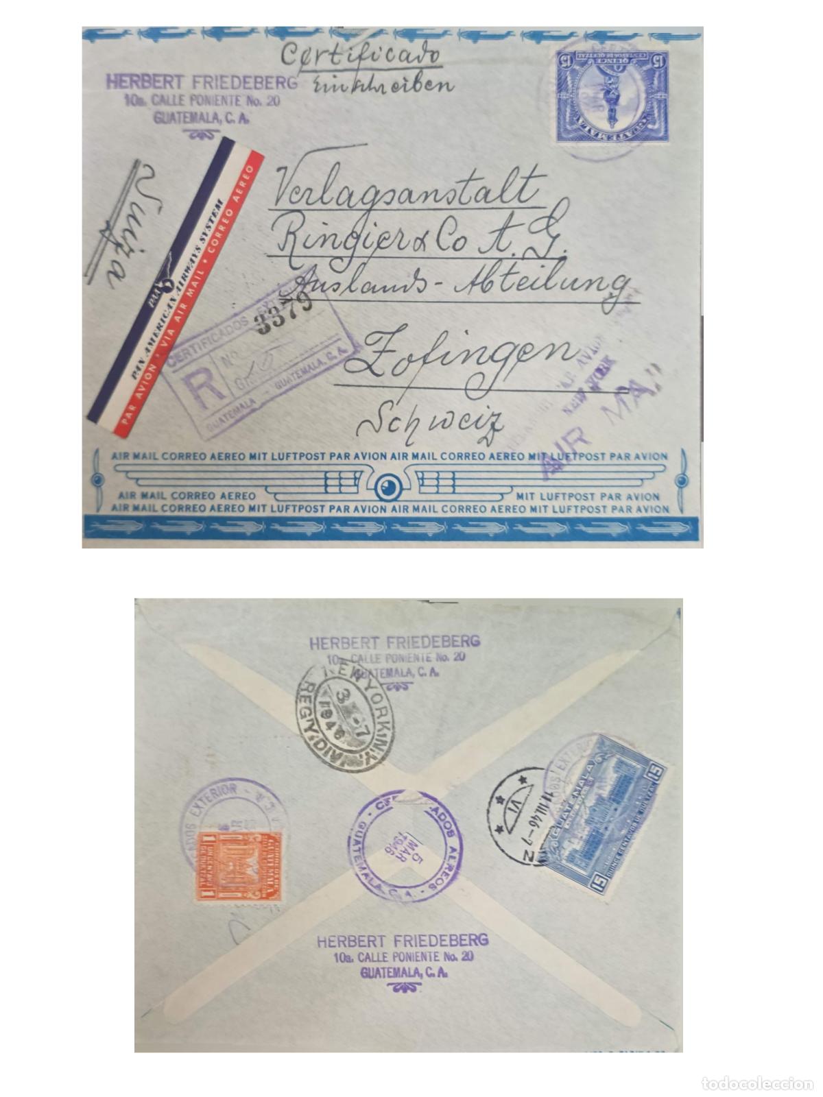Sellos: CMI) 1946. GUATEMALA. CLASSIC PROFILE OF A HISTORICAL FIGURE. ARCHITECTURE. AIRMAIL COVER SENT TO SW
