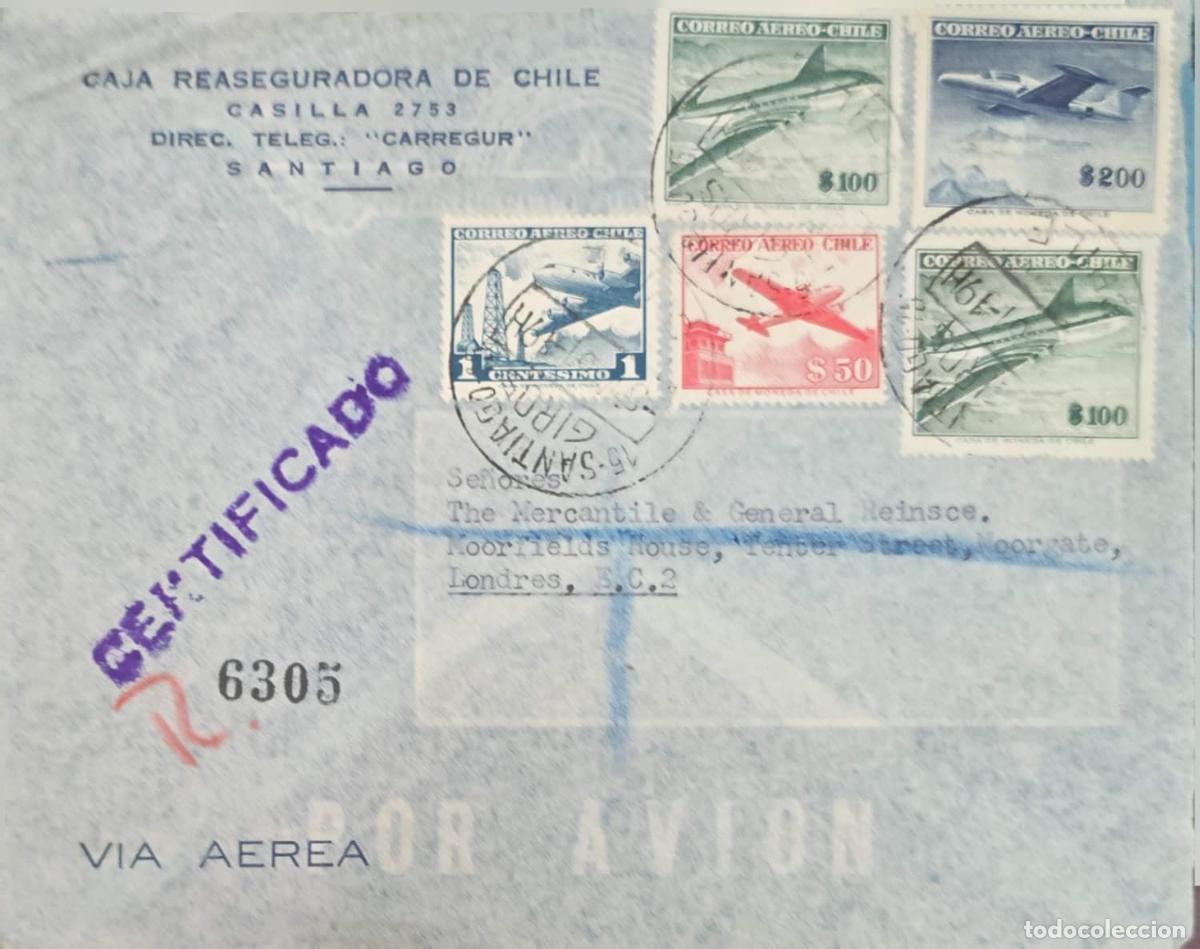 Sellos: CMI) 1947. CHILE. CIVIL AND MILITARY AIRPLANES IN FULL FLIGHT, GEOGRAPHIC MAP OF AIRLINES, AND MODER