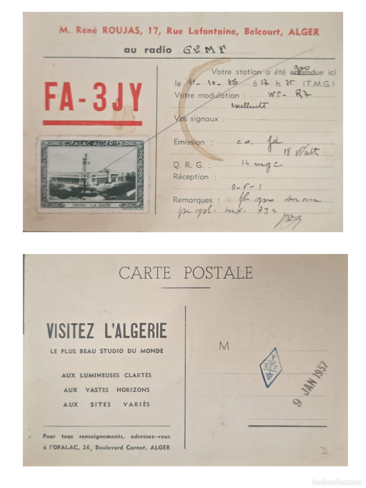 Sellos: CMI) 1936. ALGERIA. ARCHITECTURAL VIEW OF THE &rdquo;ORAN - LA GARE&rdquo; TRAIN STATION. POSTCARD. FYV. XF