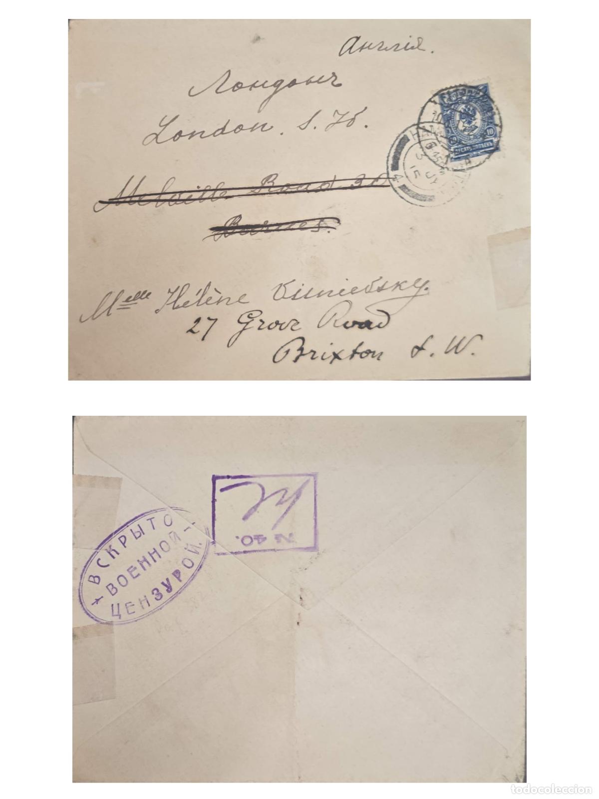 Sellos: CMI) 1915. RUSSIA. MONOCHROMATIC CLASSIC HISTORICAL PROFILE IN BLUE TONE. COVER SENT TO ENGLAND. FYV