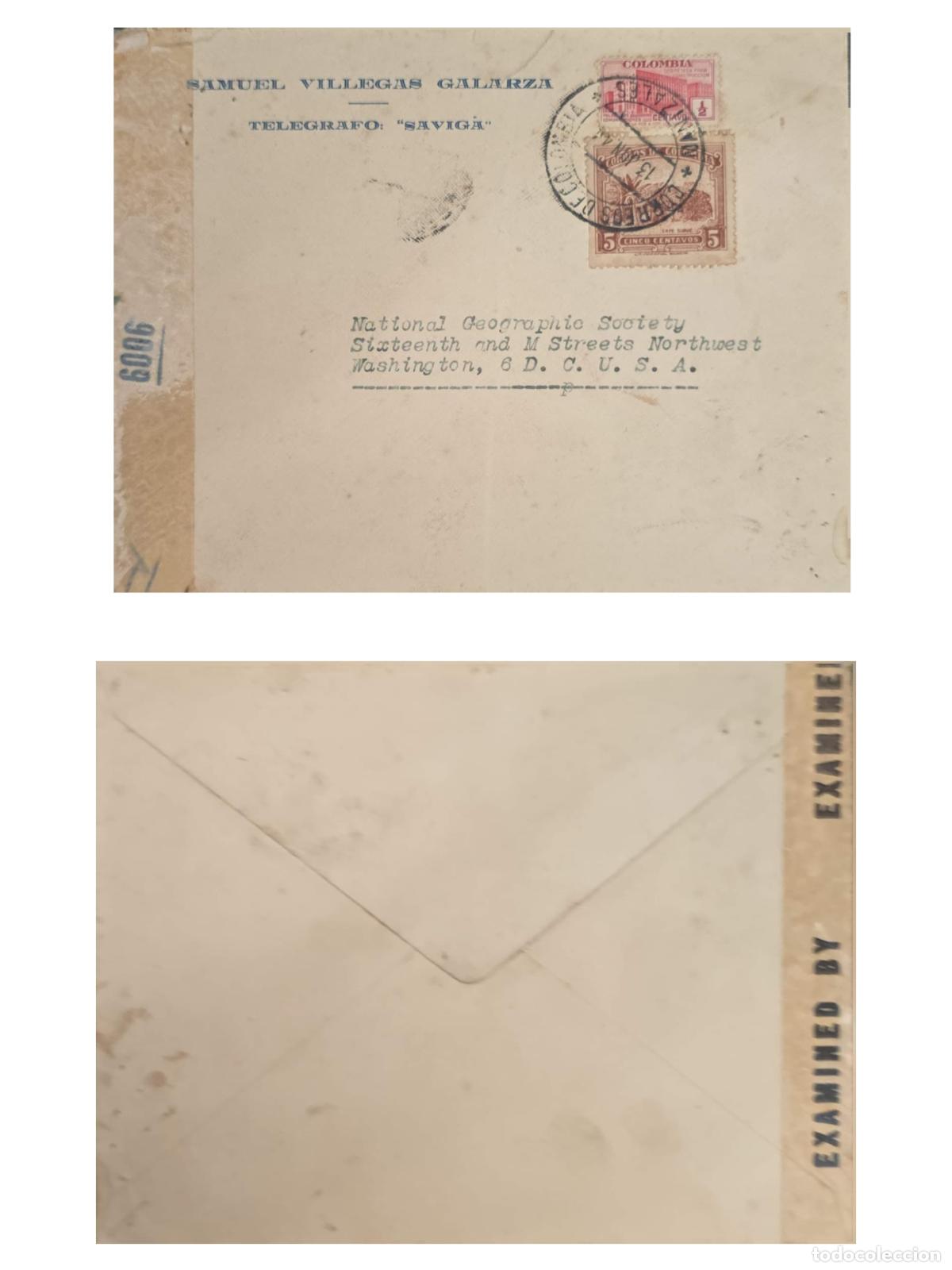 Sellos: CMI) 1944. COLOMBIA. COMMEMORATIVE INSTITUTIONAL EMBLEM AND CENTRAL NUMERICAL VALUE. COVER SENT TO T