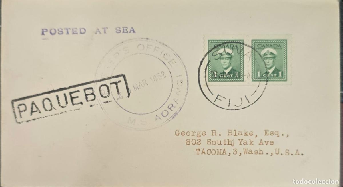 Francobolli: CMI) 1952. CANADA. MILITARY NAVAL PORTRAIT OF KING GEORGE VI IN GREEN TONE. COVER SENT TO THE USA. X