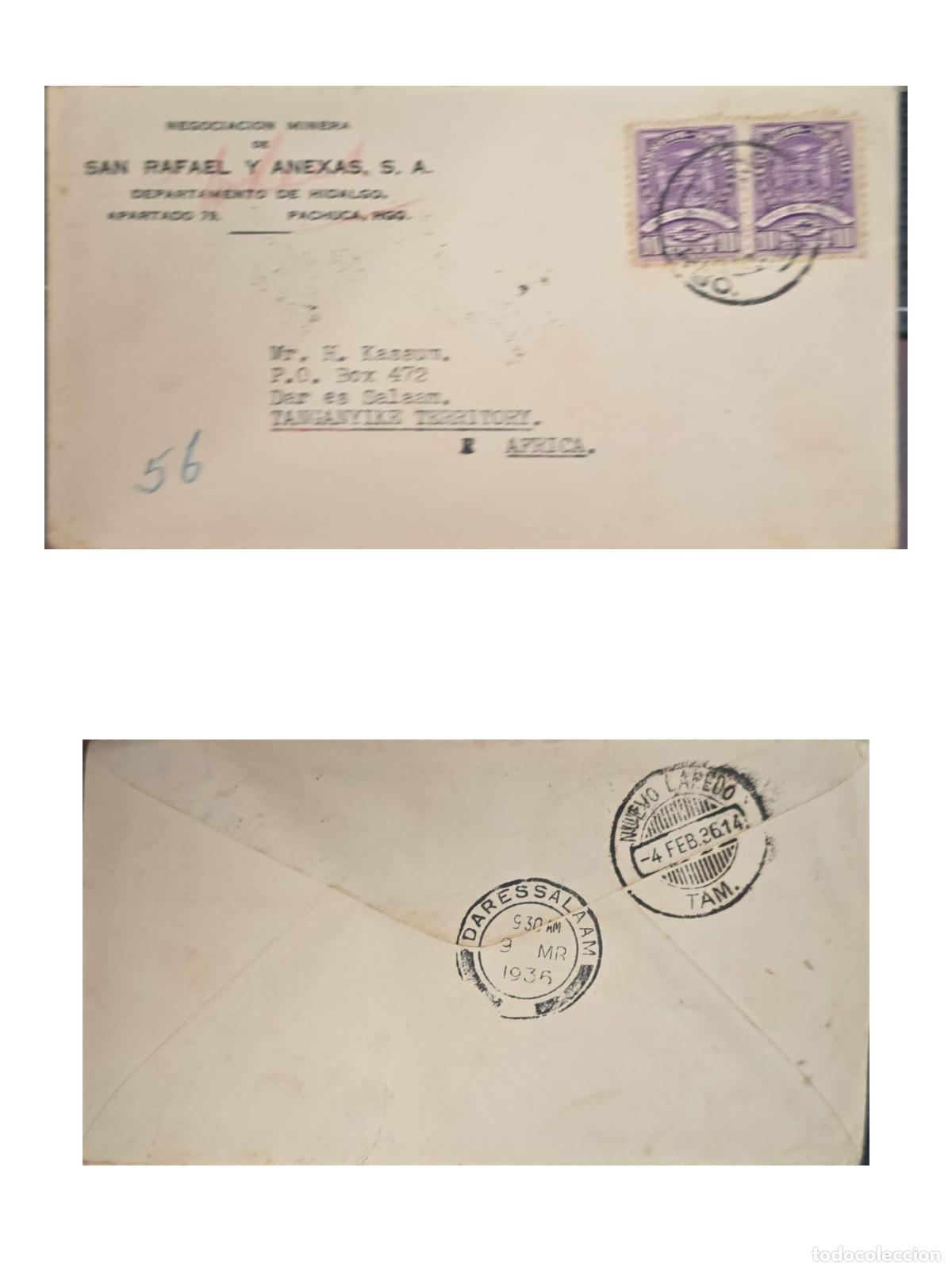 Selos: CMI) 1935. MEXICO. COAT OF ARMS IN PURPLE TONE. COVER SENT TO AFRICA. FYV. XF