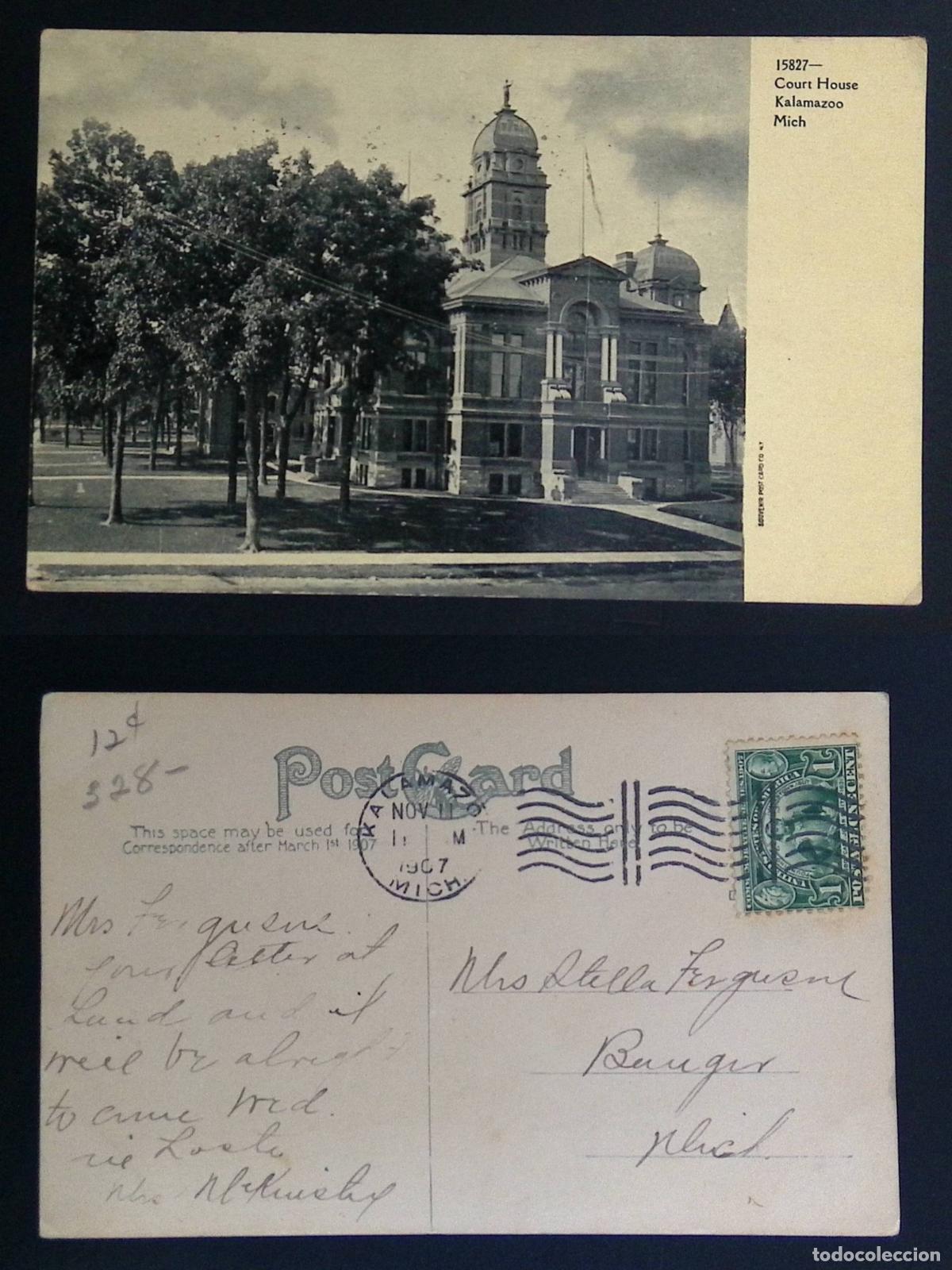 Selos: CMI) 1907. UNITED STATES. CLASSIC BLUE MEDALLION PROFILE OF BENJAMIN FRANKLIN. ARQUITECTURA. POSTCAR
