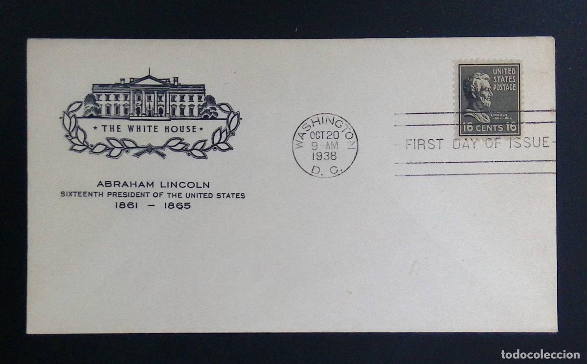 Timbres: CMI) 1938. UNITED STATES. PROFILE PORTRAIT OF PRESIDENT ABRAHAM LINCOLN IN BROWN TONE. FDC. PRESIDEN