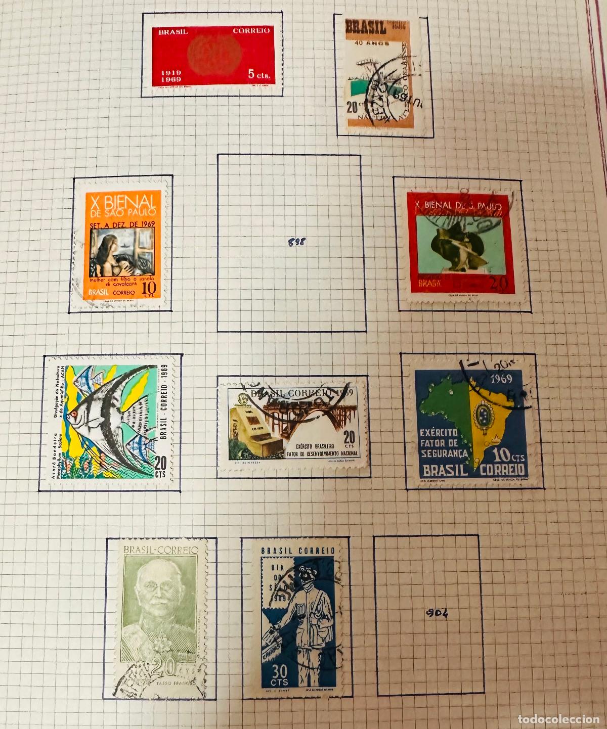 Sellos: CMI) 1919-1969. BRAZIL. RED GEOMETRIC DESIGN, 10TH S&Atilde;O PAULO BIENNIAL, EXOTIC FISH, BRAZILIAN ARMY B
