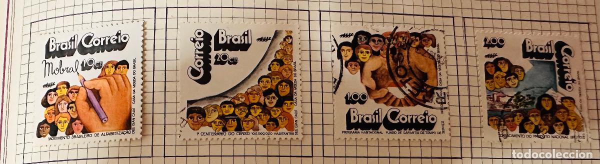 Selos: CMI) 1972-1973. BRASIL. MOBRAL, HAND WITH PENCIL, FACES FROM 1&ordm; CENTEN&Aacute;RIO DO CENSO, PROGRAMA HABITA