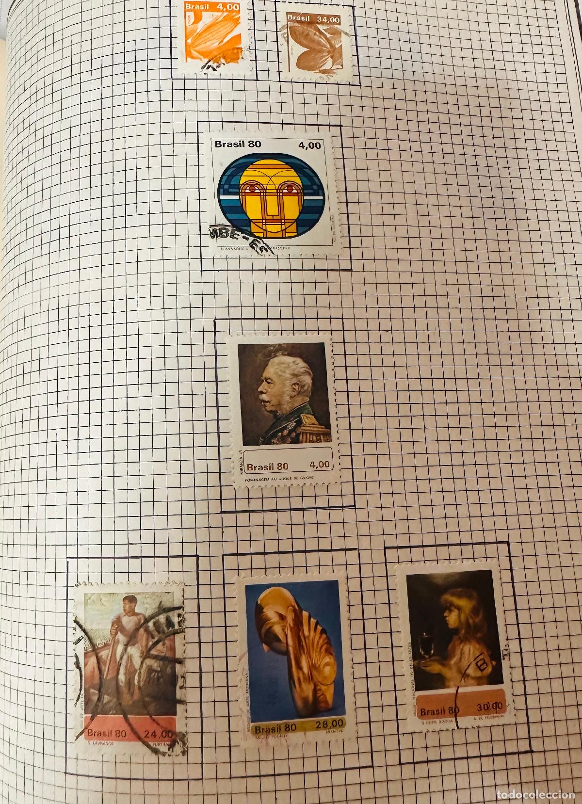 Sellos: CMI) 1980. BRAZIL. CORN, DIVIDED FACE, DUQUE DE CAXIAS, O LAVRADOR, MARITIME SHELL ON BLUE BACKGROUN