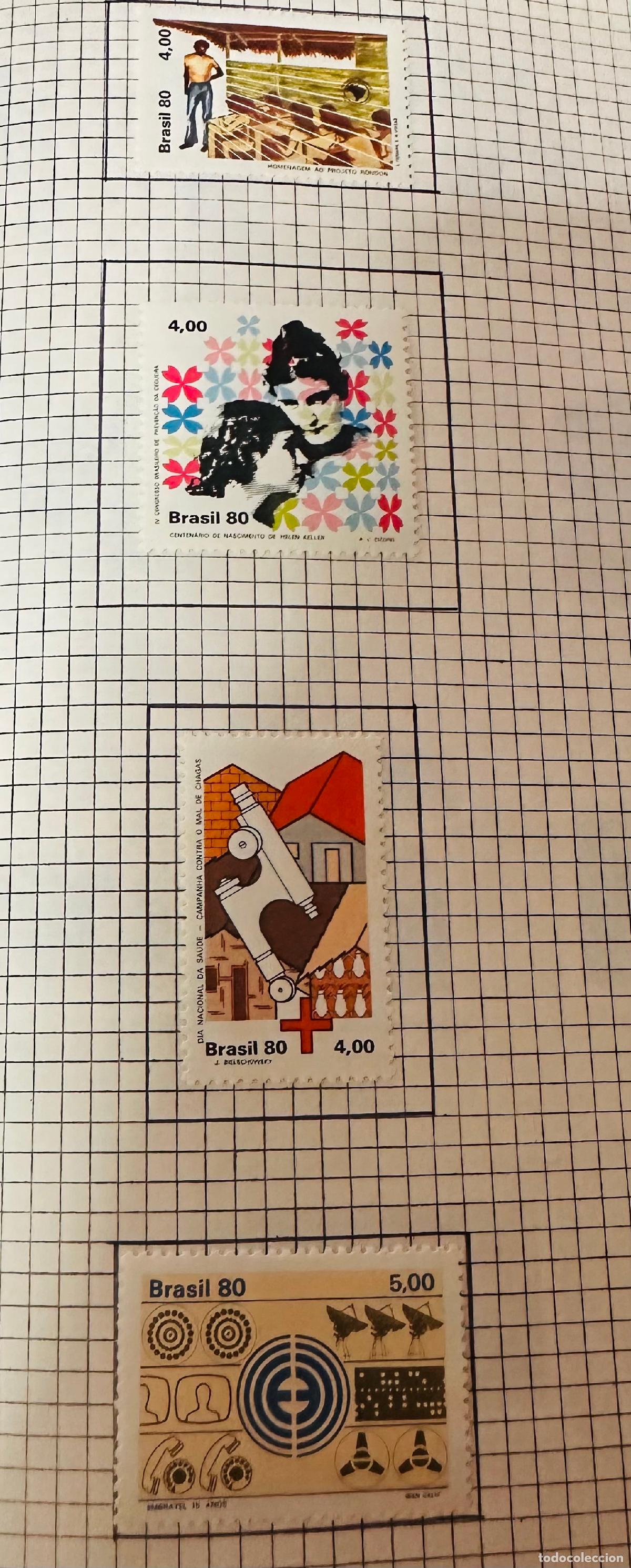 Sellos: CMI) 1980. BRAZIL. FARMER (PROJETO RONDON), HELEN KELLER, CAMPANHA CONTRA O MAL DE CHAGAS (MICROSCOP