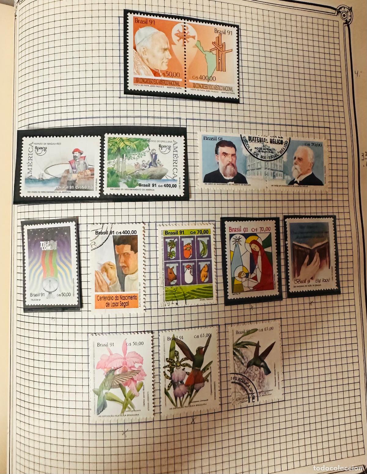 Sellos: CMI) 1991. BRAZIL. POPE JOHN PAUL II (XII CONGRESSO EUCAR&Iacute;STICO, CROSS), SAILBOATS (AM&Eacute;RICA), BLUE P