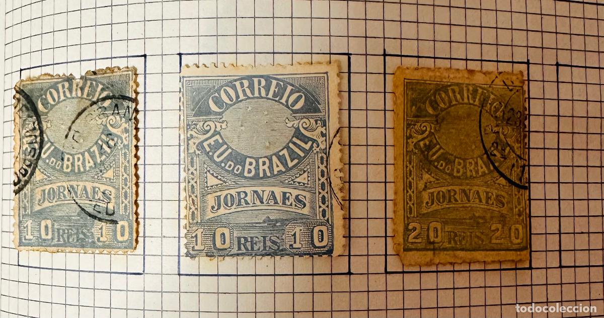 Sellos: CMI) 1900-1920. BRAZIL. UNIFORM SERIES E.U. DO BRAZIL JORNAES WITH VALUES OF 10 AND 20 REIS IN BLUE