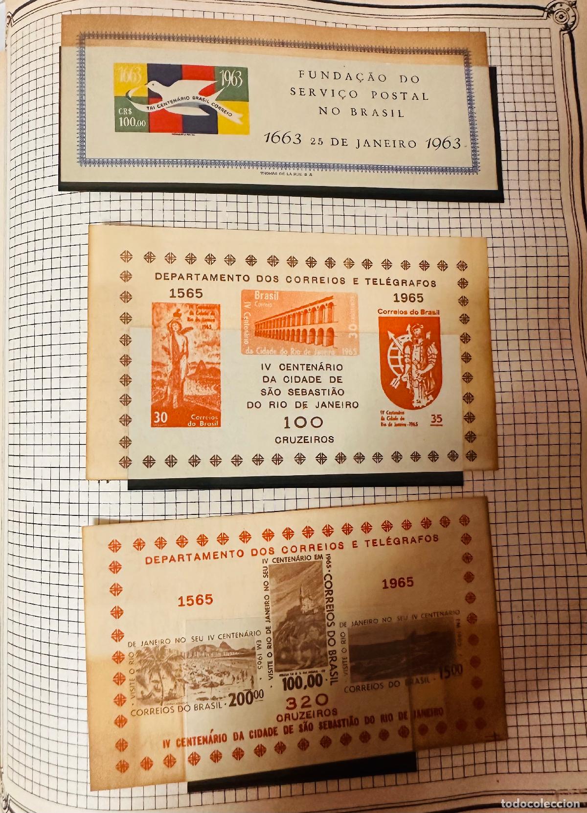 Sellos: CMI) 1963-1965. BRAZIL. THREE SOUVENIR SHEETS: SERVI&Ccedil;O POSTAL (DOVE), IV CENTEN&Aacute;RIO DE S&Atilde;O SEBASTI&Atilde;O