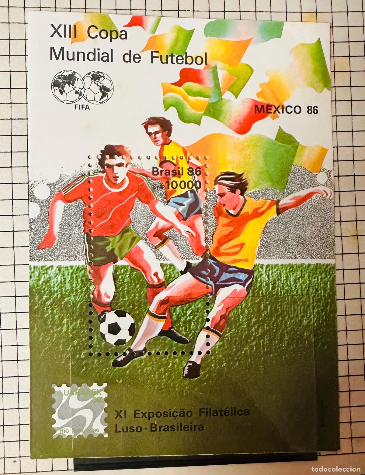 Selos: CMI) 1986. BRAZIL. ILLUSTRATION OF TWO SOCCER PLAYERS IN FULL BALL COMPETITION IN THE FIELD. PHILATE