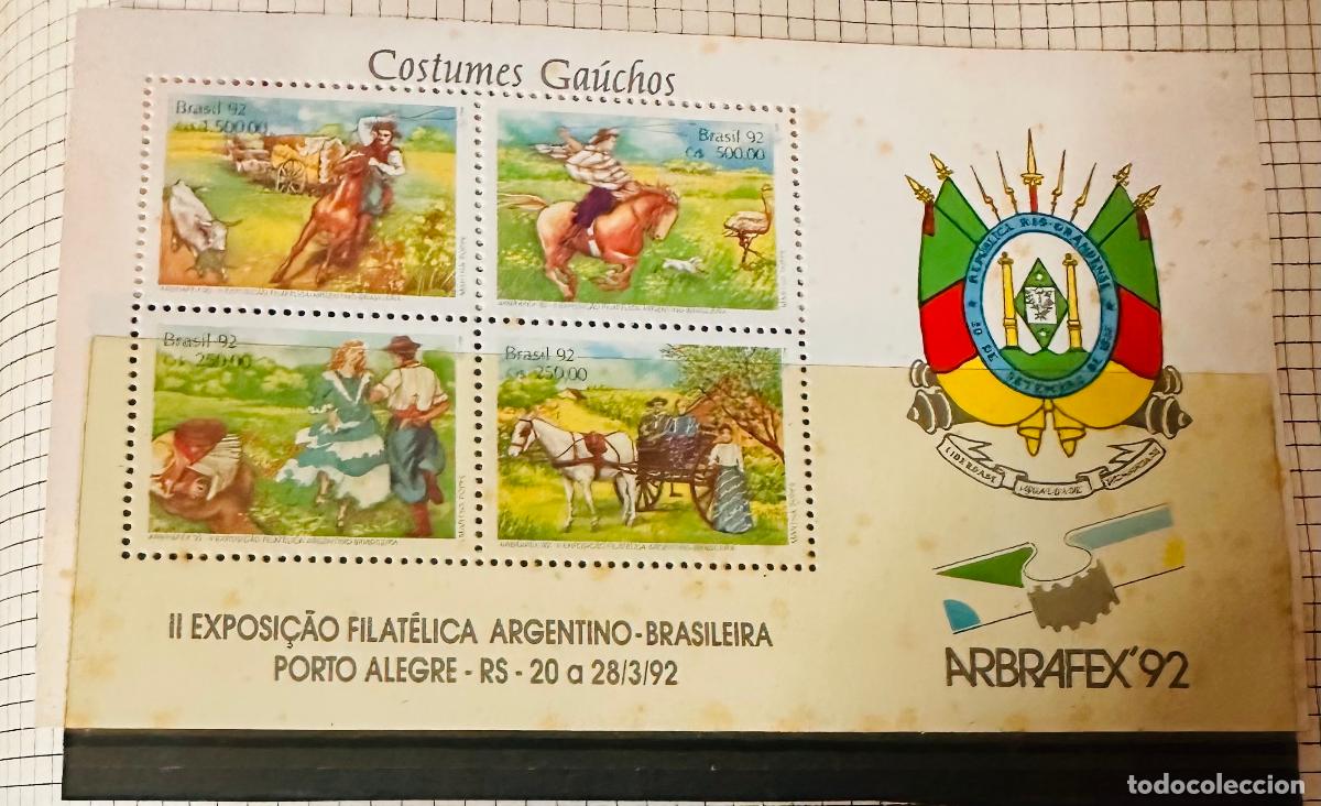 Selos: CMI) 1992. BRAZIL. RIDERS IN THE FIELD COMPENDIUM, COUPLE IN TYPICAL DANCES AND HORSE CARRIAGE TRANS