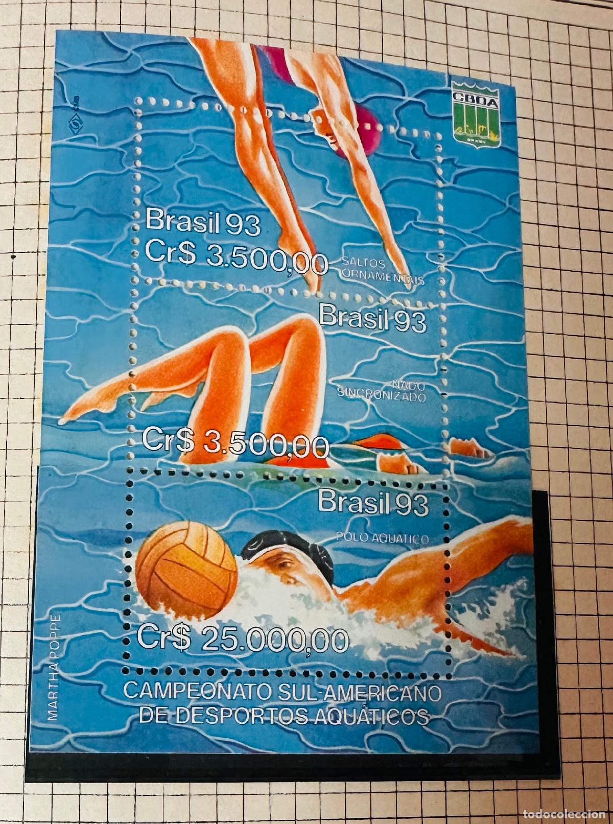 Sellos: CMI) 1993. BRAZIL. ATHLETES IN FULL MULTICOLORED COMPETITION OF JUMPS, SYNCHRONIZED SWIMMING AND WAT
