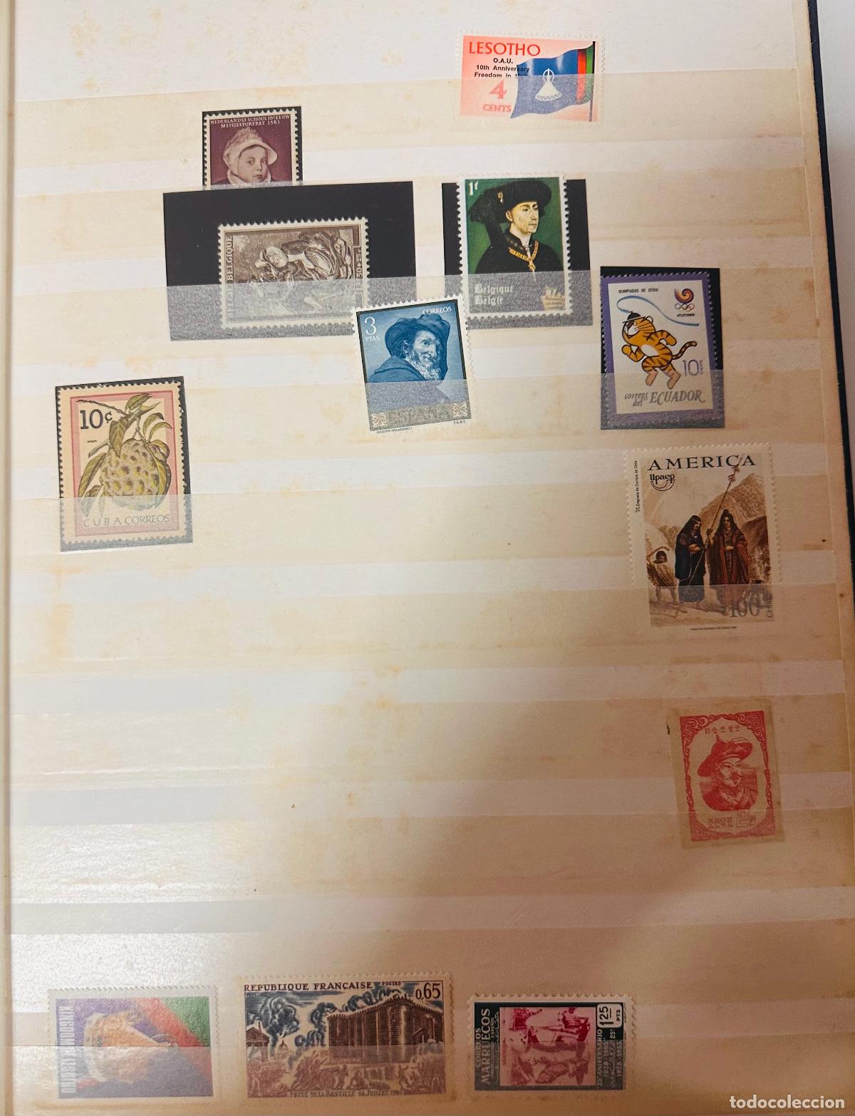 Sellos: CMI) 1953-1977. VARIOUS COUNTRIES. LESOTHO FLAG, BELGIUM PORTRAIT, SPAIN SIGN, CUBA FRUIT, ECUADOR M
