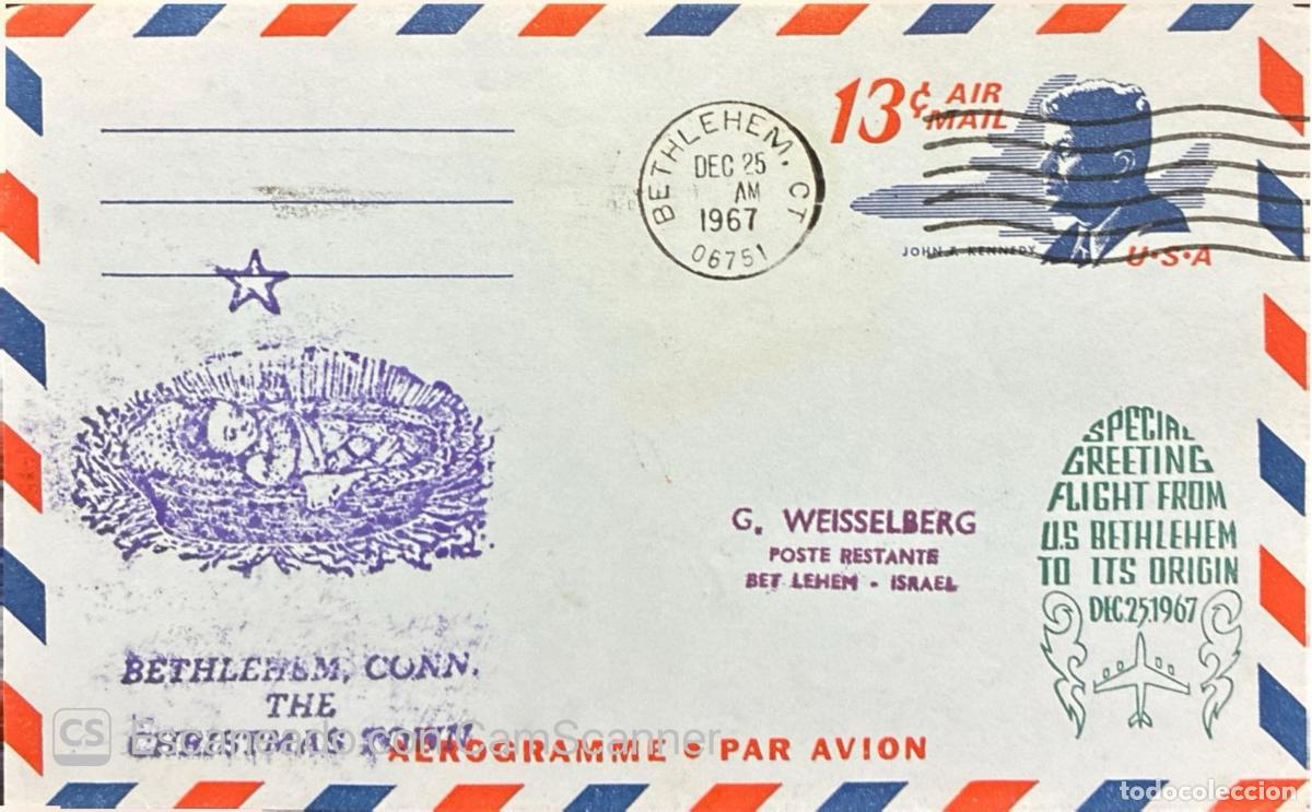 Sellos: CMI) 1967. UNITED STATES. JOHN F. KENNEDY HISTORICAL PORTRAIT WITH LIGHT AIRCRAFT AND CHRISTMAS NATI