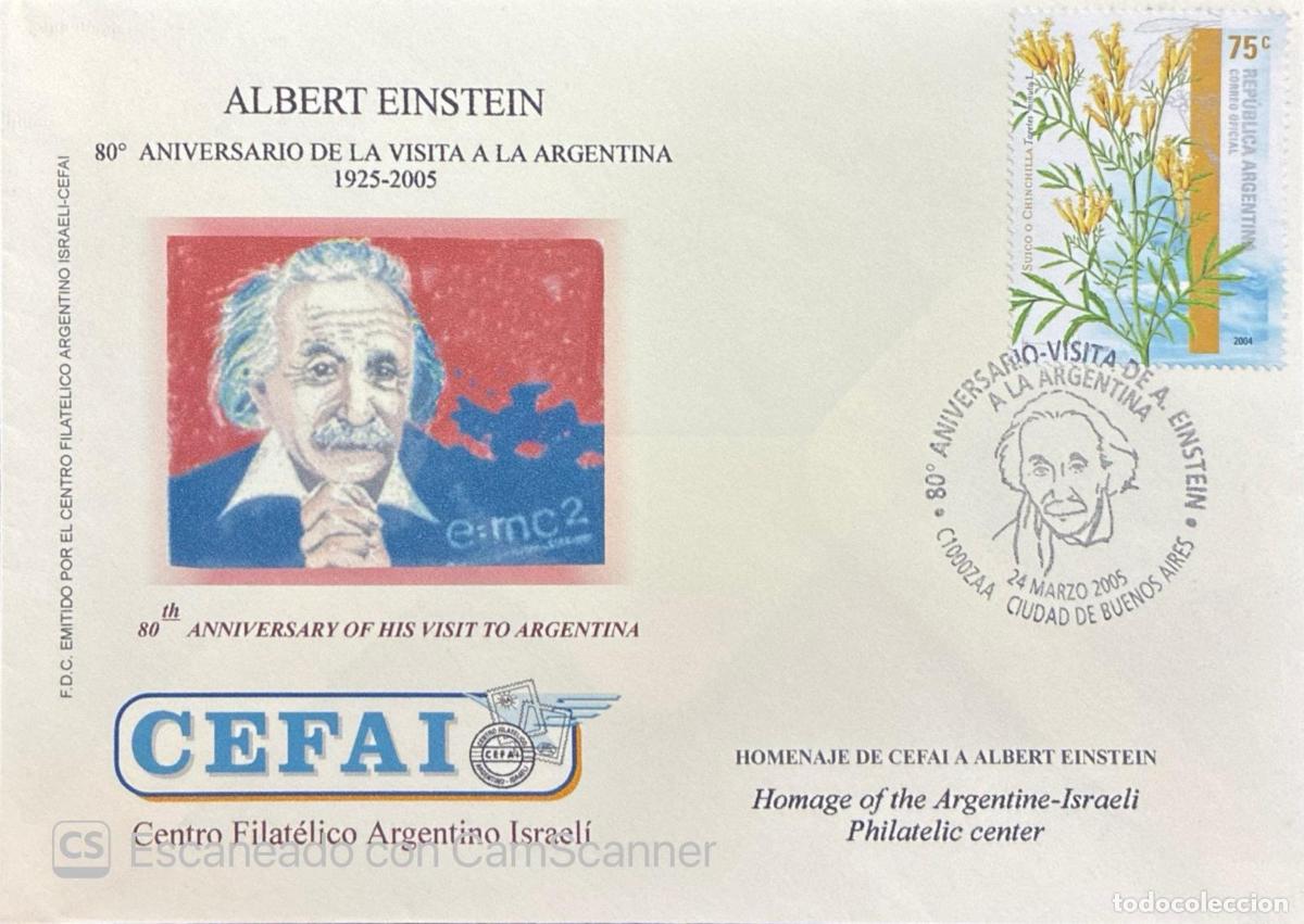 Stamps: CMI) 2004-2005. ARGENTINE. ALBERT EINSTEIN COMMEMORATIVE PORTRAIT WITH SUTCO FLOWERS BOTANICAL ILLUS
