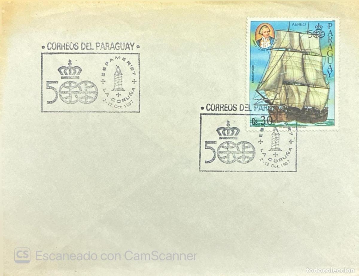 Sellos: CMI) 1987. PARAGUAY. COMMEMORATIVE RECREATION OF LA CORU&Ntilde;A TOWER AND ENDEAVOUR HISTORICAL SAILBOAT V