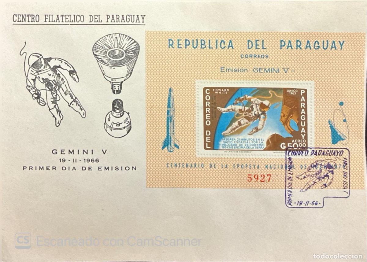 Sellos: CMI) 1966. PARAGUAY. EDWARD WHITE ASTRONAUT ON EXTRAVEHICULAR SPACEWALK FROM GEMINI V ISSUE. FDC. XF