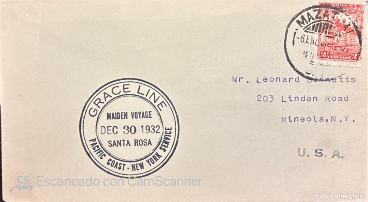 Sellos: CMI) 1932. UNITED STATES. GRACE LINE CIRCULAR METER MARK COMMEMORATING THE &rdquo;MAIDEN VOYAGE SANTA ROSA