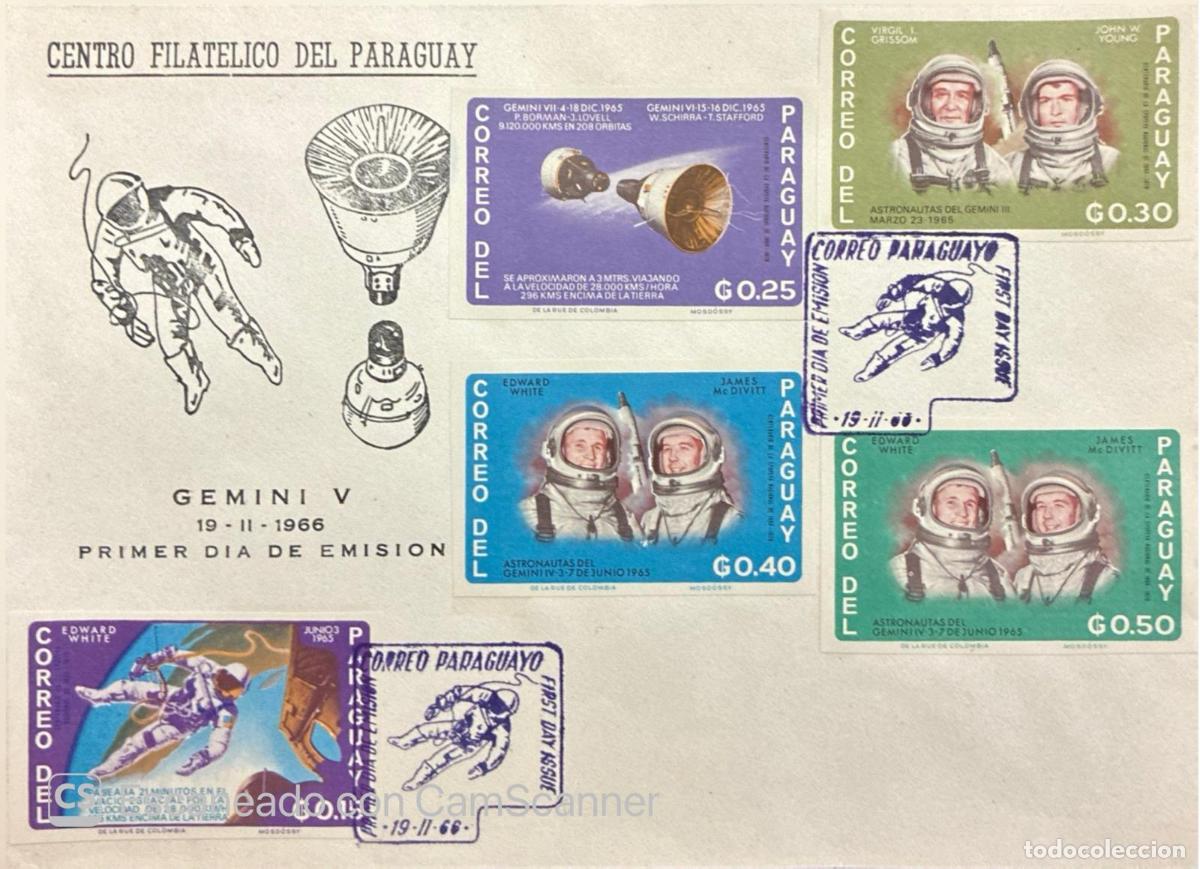 Sellos: CMI) 1965-1966. PARAGUAY. PHILATELIC COMPILATION OF ASTRONAUTS IN CAPSULES FROM GEMINI SPACE PROGRAM