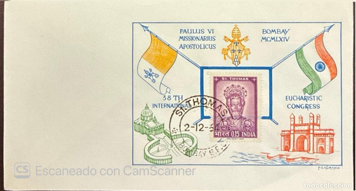 Sellos: CMI) 1964. INDIA. COMMEMORATIVE PURPLE-FRAMED PORTRAIT OF ST. THOMAS ASSOCIATED WITH THE 38TH INTERN