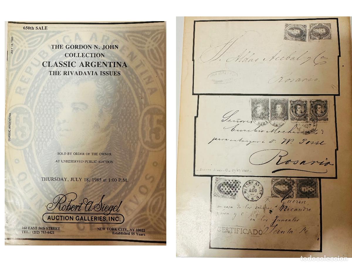 Sellos: CMI) 1985. UNITED STATES. CLASSIC ARGENTINA RECTANGULAR AUCTION COVERS ALONG WITH RIVADAVIA RED STAM