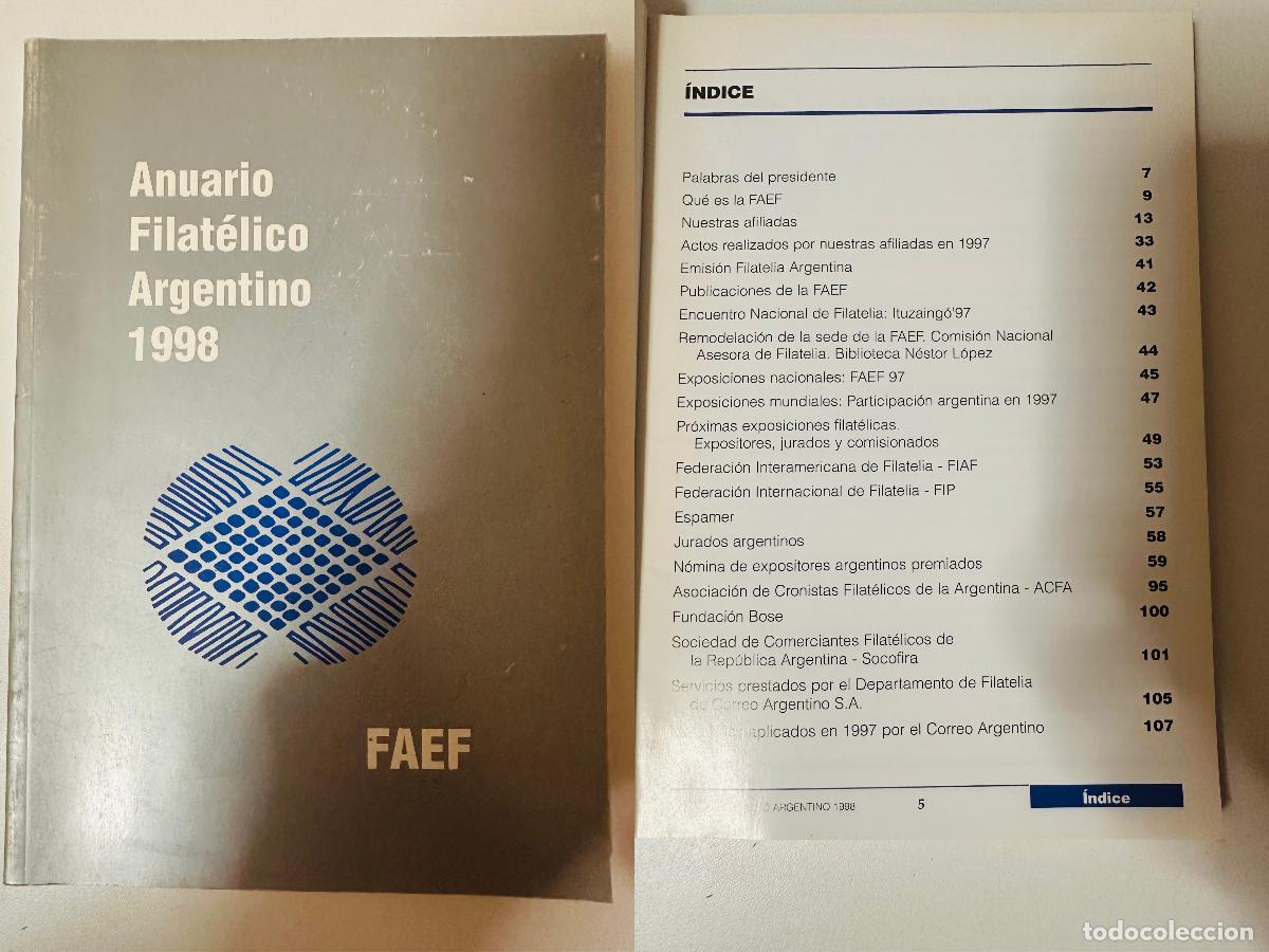 Sellos: CMI) 1998. ARGENTINA. GRAY-TONED LITERARY COVER AND INDEX FROM &rdquo;ANUARIO FILAT&Eacute;LICO ARGENTINO 1998&rdquo; B