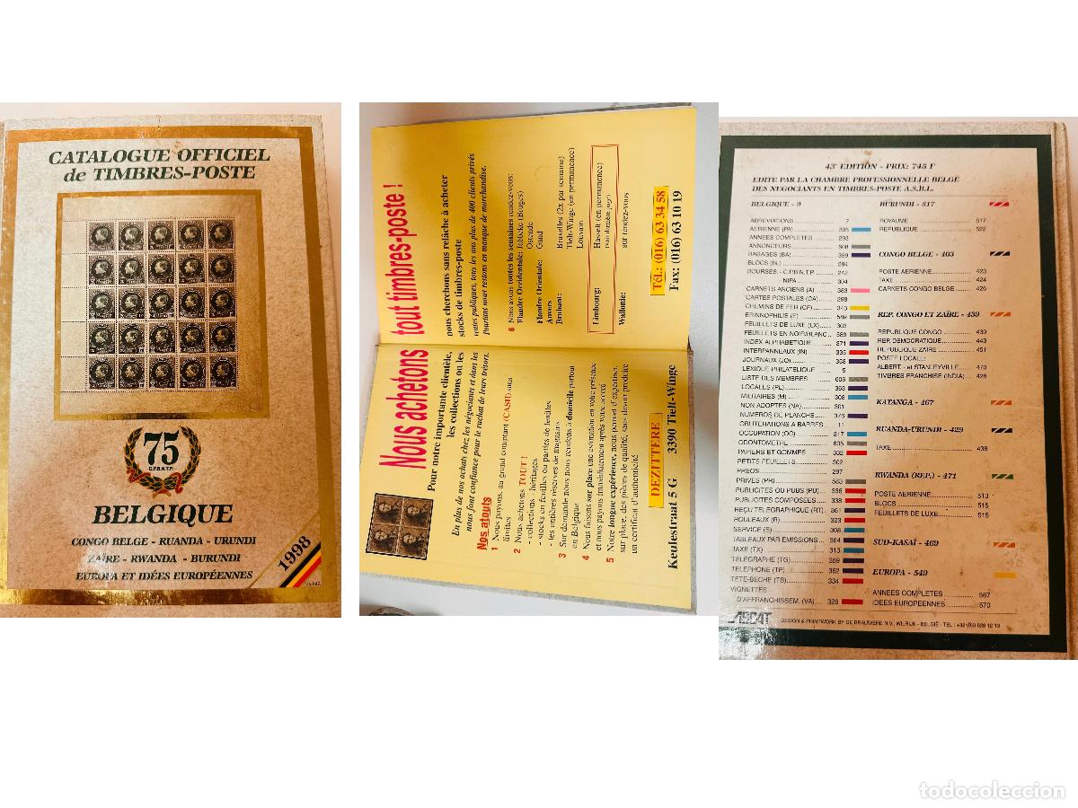 Sellos: CMI) 1998. BELGIUM. GOLD-TONED COVER FEATURING STAMPS FRAME OF &rdquo;CATALOGUE OFFICIEL DE TIMBRES-POSTE&rdquo;