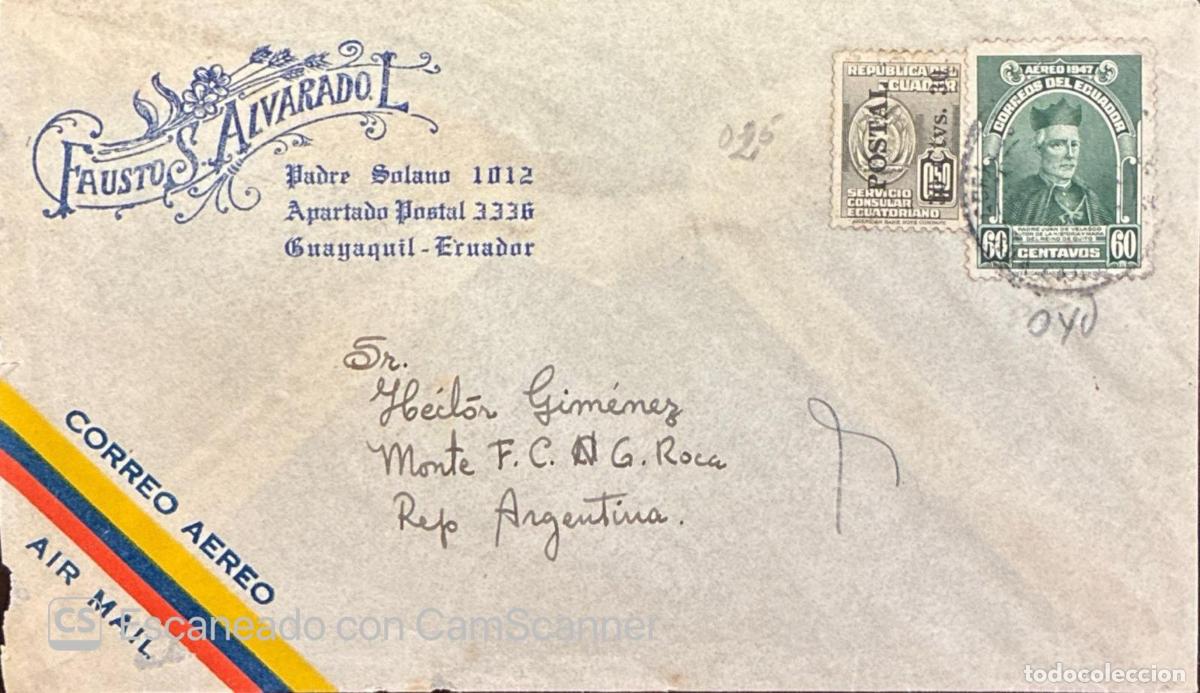 Sellos: CMI) 1947. ECUADOR. MONSIGNOR FEDERICO GONZ&Aacute;LEZ SU&Aacute;REZ RELIGIOUS PORTRAIT IN FRAME WITH 60 CENTAVOS