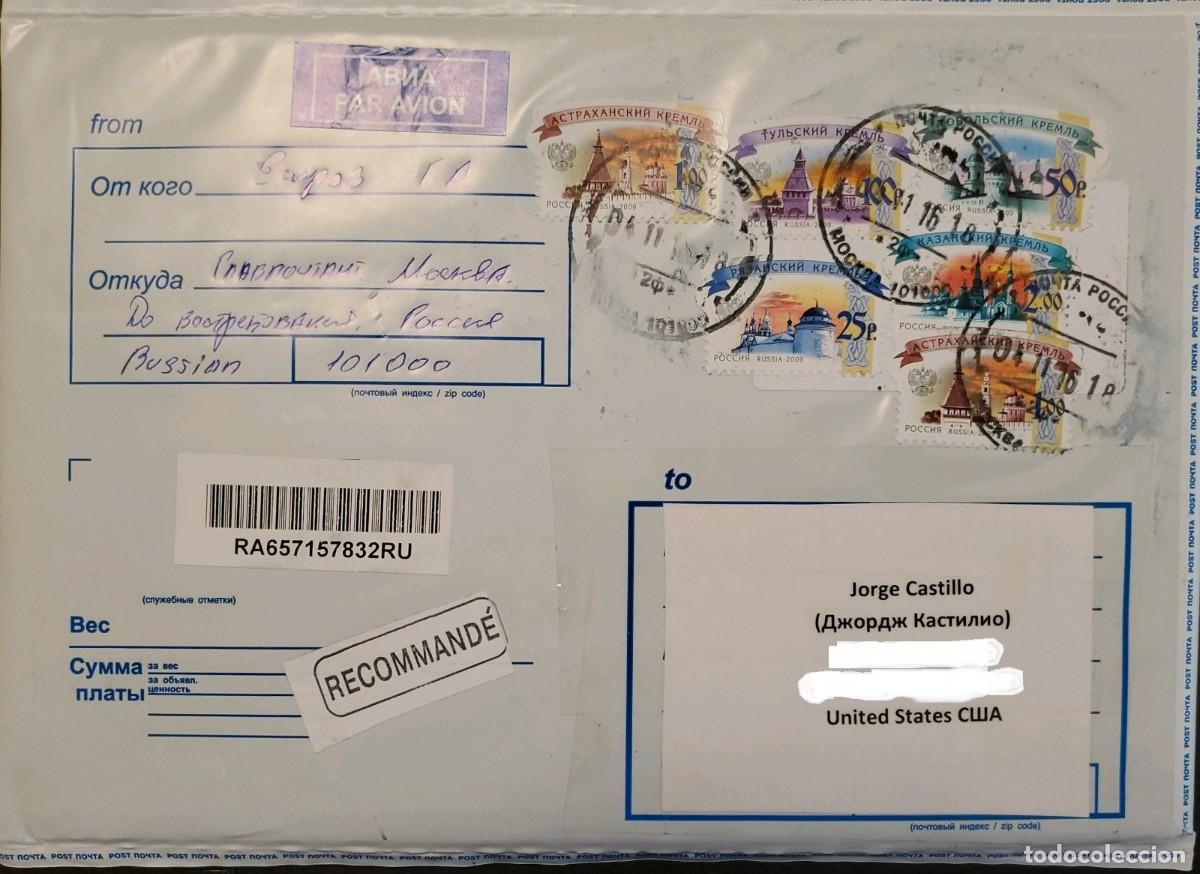 Sellos: TS) 2009 RUSSIA, COVER SENT TO THE UNITED STATES,RECOMMENDED, AIRMAIL, WITH MULTIPLE STAMPS, VF.