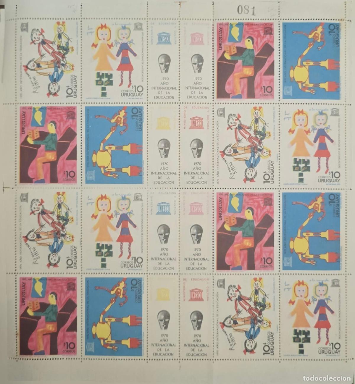 Briefmarken: CMI) 1970. URUGUAY. TWENTY-STAMP SHEET FEATURING CHILDREN'S MOTIFS IN THE UNESCO INTERNATIONAL EDUCA