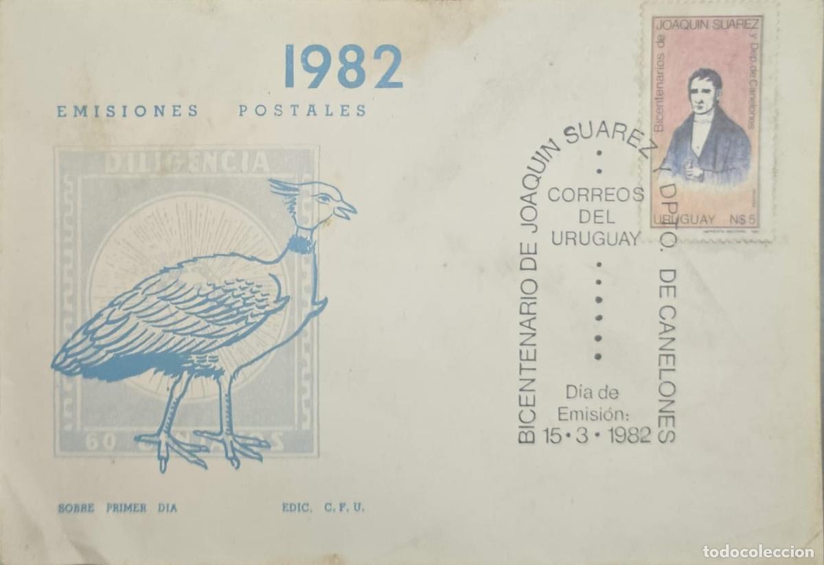 Briefmarken: CMI) 1982. URUGUAY. WILD RUNNING BIRD ILLUSTRATION FEATURING JOAQUIM SU&Aacute;REZ PORTRAIT FROM EMISIONES