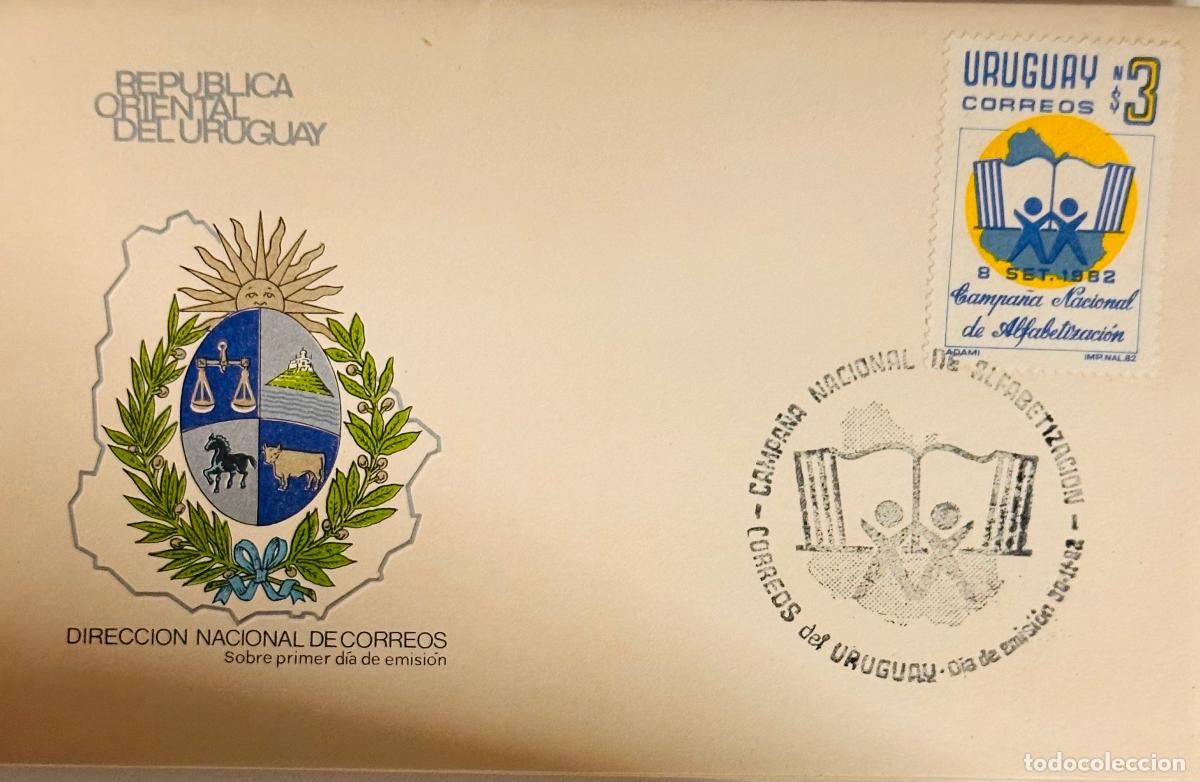 Stamps: CMI) 1982. URUGUAY. NATIONAL MAP WITH YELLOW FRAME AND MEMBERS FROM THE NATIONAL LITERACY CAMPAIGN.