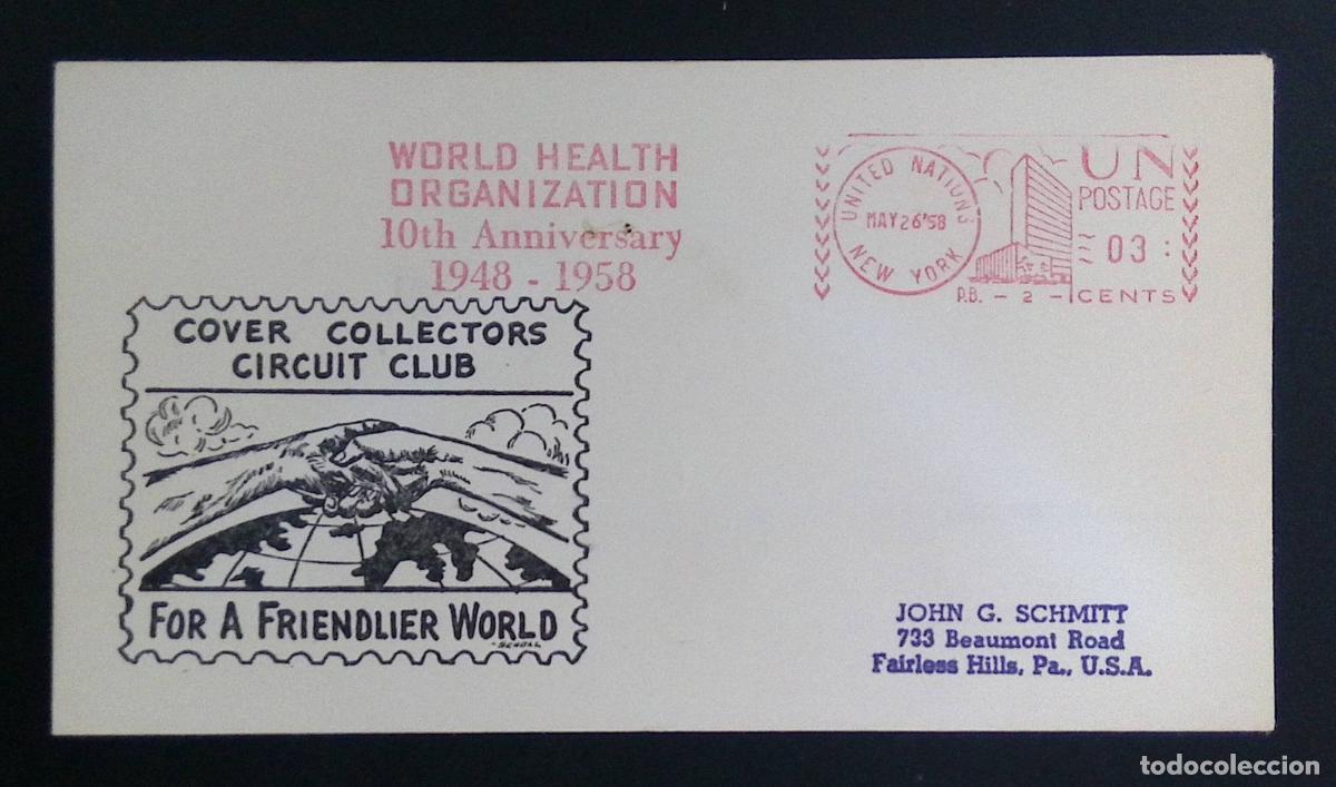 Stamps: CMI) 1958. USA. UNITED NATIONS. WORLD HEALTH ORGANIZATION 10TH ANNIVERSARY RECTANGULAR METER MARK FE